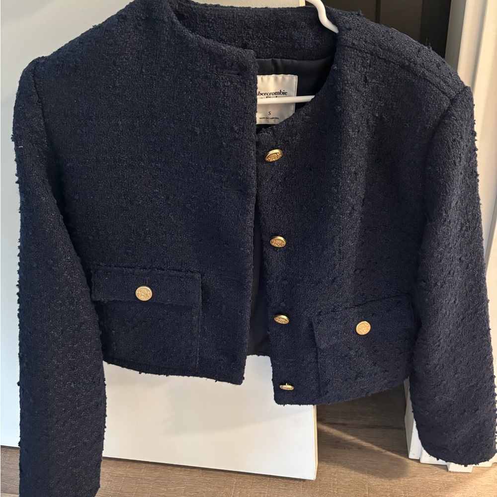 Abercrombie Navy Tweed cropped jacket